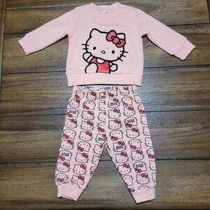 2 Pc. Hello Kitty Infants Peach LS Sweat Suit - Size 9M